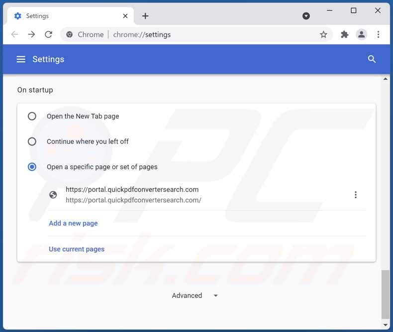 Eliminar el motor de búsqueda falso de la página principal de Google Chrome
