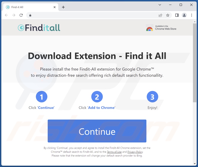 Sitio web utilizado para promocionar el secuestrador del navegador FindIt-All