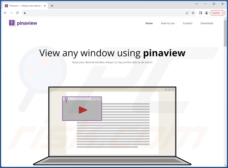 Sitio web utilizado para promocionar la PUA Pinaview