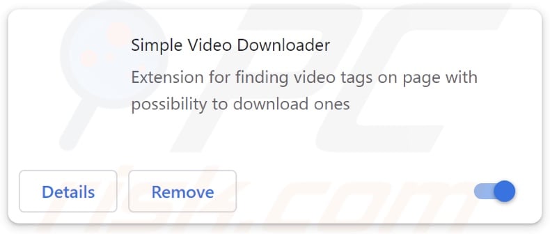 Extensión del adware Simple Video Downloader
