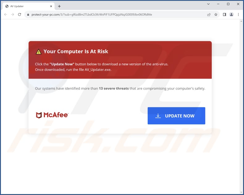 Promotor de Activate Your McAfee Antivirus License