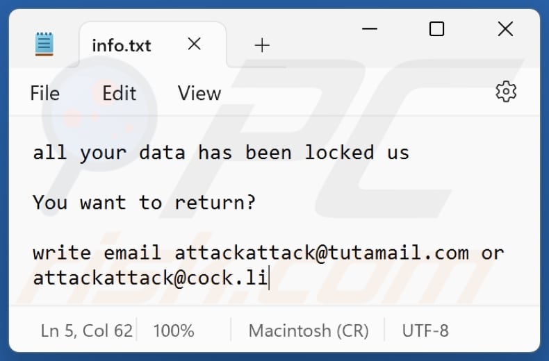 ATCK ransomware archivo de texto (info.txt)