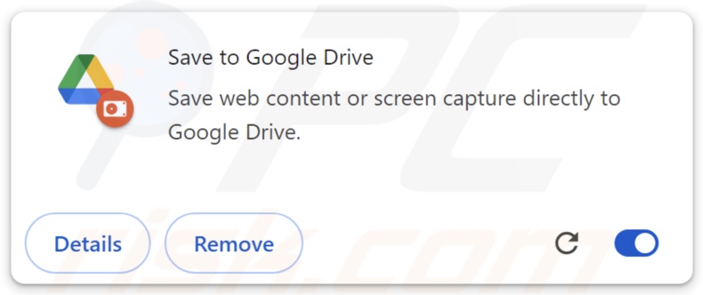 Falso Save to Google Drive extensión de navegador