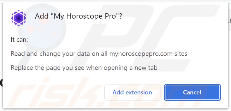 My Horoscope Pro secuestrador del navegador pidiendo permisos