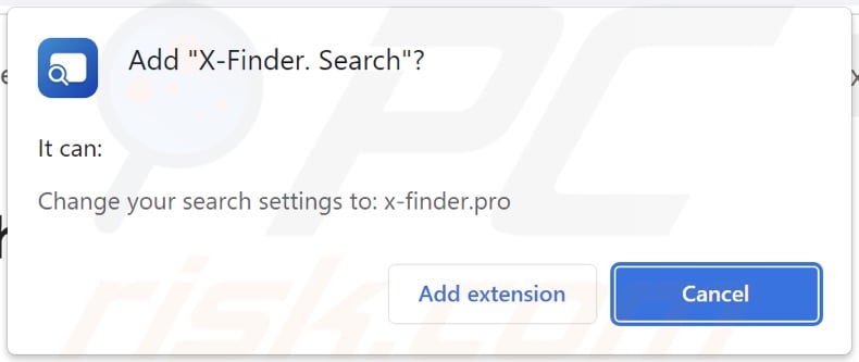X-Finder. Search browser hijacker asking for permissions
