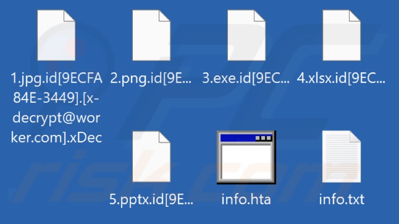 Archivos encriptados por el ransomware xDec (extensión .xDec)