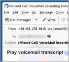 Estafa por correo electrónico "Voicemail Transcript"