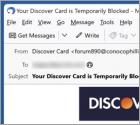 Estafa por correo electrónico "Discover Card Payment On Hold"