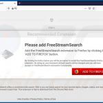 Sitio web usado para promocionar el secuestrador de navegador FreeStreamSearch (Firefox)