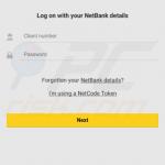 Ventana de inicio de sesión falsa de NetBank (CommBank - Commonwealth Bank of Australia) mostrada por el malware FluBot