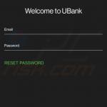 Ventana de inicio de sesión de UBank mostrada por el malware FluBot
