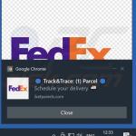 Notificación del navegador anunciando la estafa PAQUETE EN ESPERA de FedEx 1