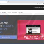 Sitio web que promueve el adware Filmedia (ejemplo 1)