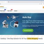 Sitio web que promociona una extensión de navegador que introduce cookies (AutoBuy Flash Sales, Deals, and Coupons)