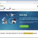 Sitio web que promociona una extensión de navegador que introduce cookies (AutoBuy Flash Sales, Deals, and Coupons)