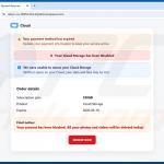 Página falsa de advertencia de almacenamiento en la nube de Cloud Subscription Paused