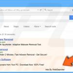 software publicitario WebSearcher generando anuncios en los resultados de búsqueda online
