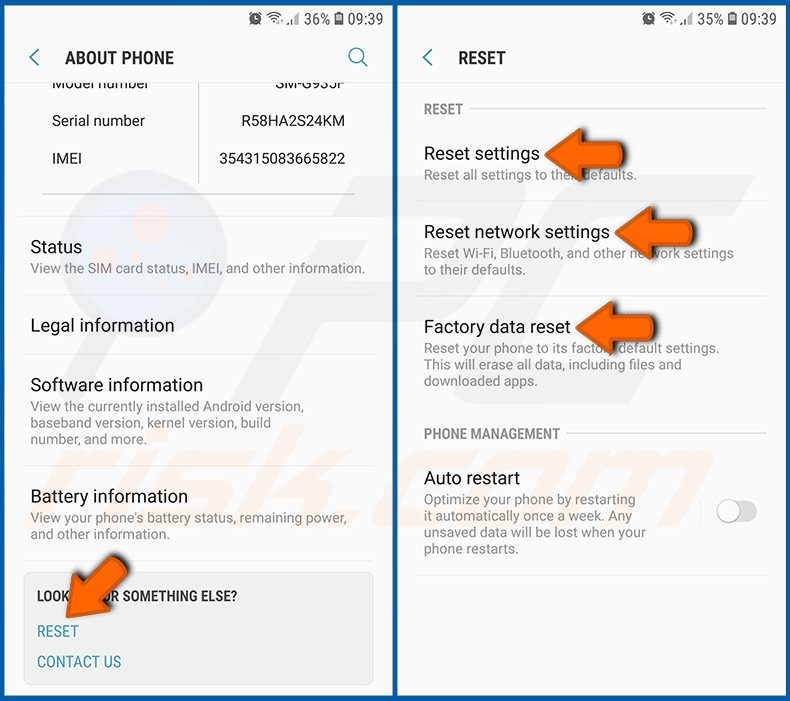 Resetear el sistema operativo Android a su estado por defecto (paso 2)