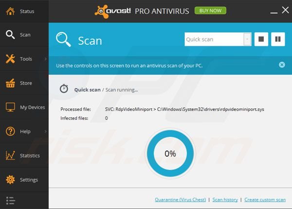 avast! Pro Antivirus 2014 análisis rápido