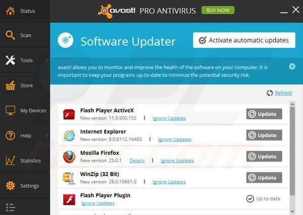 avast! Pro Antivirus 2014 actualizador de programas