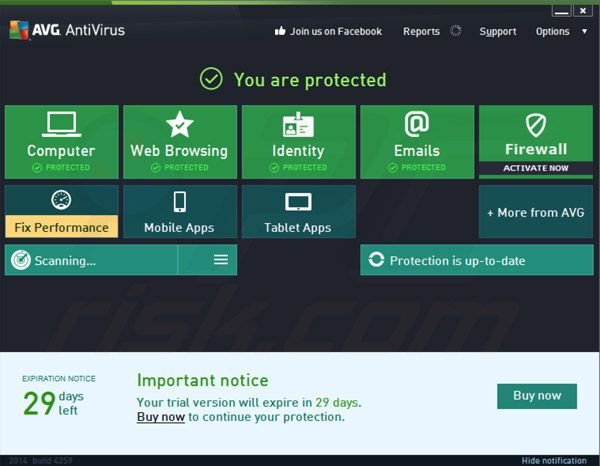 ventana principal de AVG Antivirus 2014