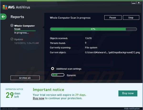 análisis de optimización primario AVG Antivirus  2014