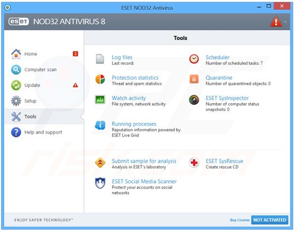 Interfaz de ESET NOD32 Antivirus 8