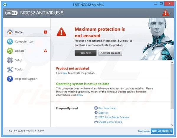 Pantalla principal de ESET NOD32 Antivirus 8