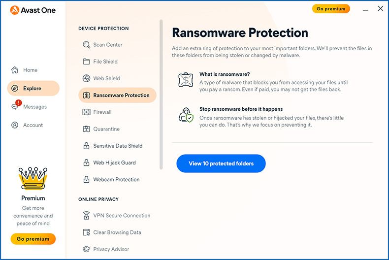 Protección contra ransomware Avast One