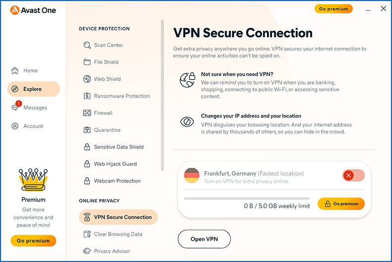 Función VPN Avast One