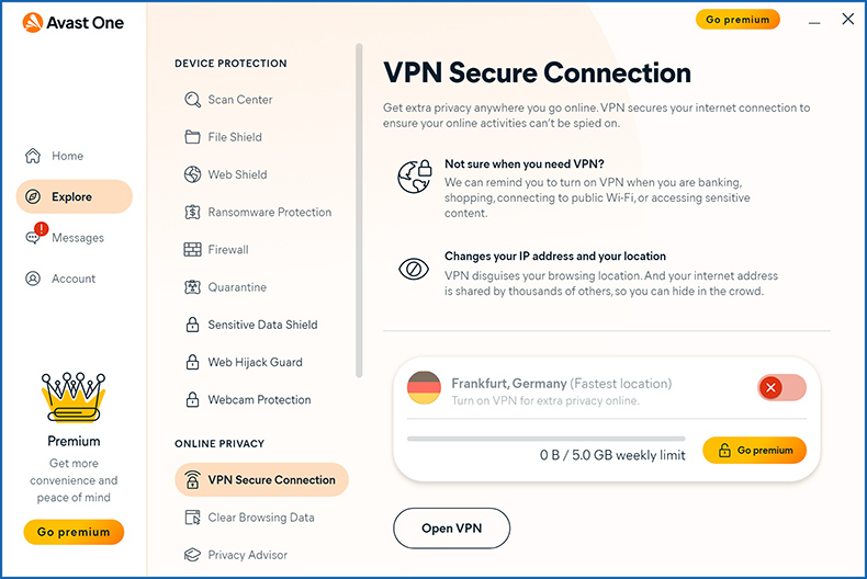 Función VPN Avast One