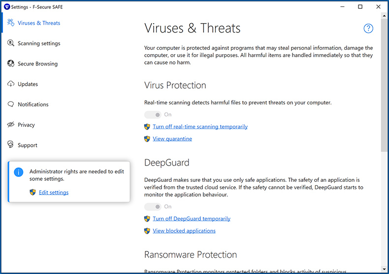 Protección contra virus y amenazas F-Secure Anti-Virus