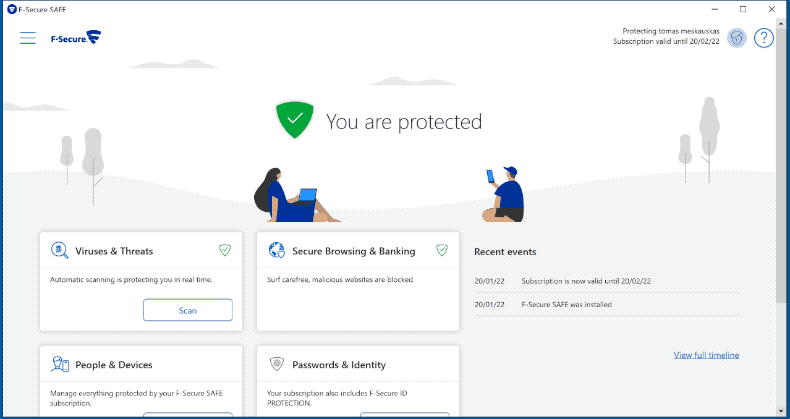 Apariencia de F-Secure Anti-Virus