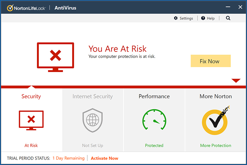 Interfaz de Norton AntiVirus Plus