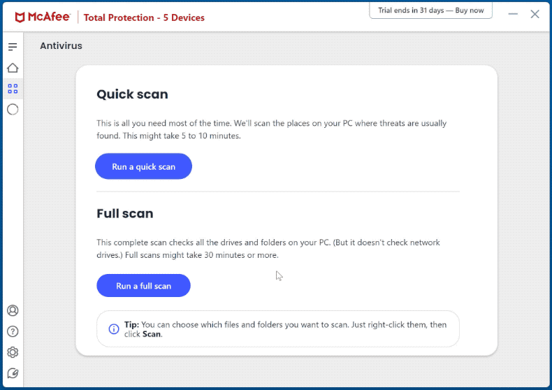 Aspecto de McAfee AntiVirus Plus (GIF)