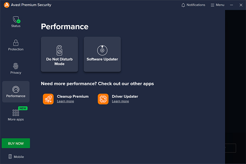 Rendimiento de Avast Premium Security