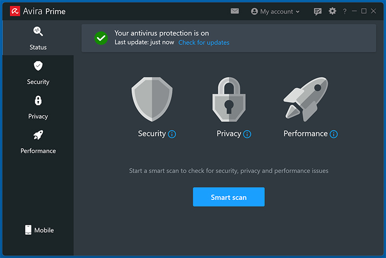 Avira Prime Interfaz