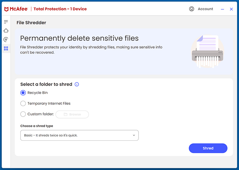 McAfee Total Protection Destructor de archivos