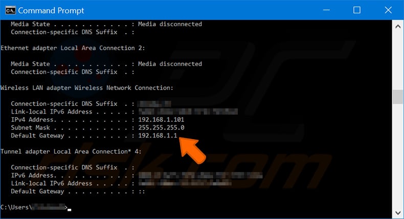 find your IP address wireless lan adapter