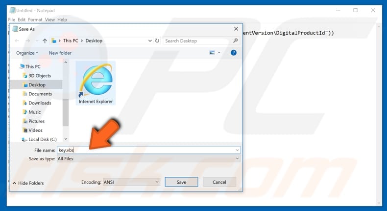 Encuentre la clave de tu producto usando el bloc de notas paso 2