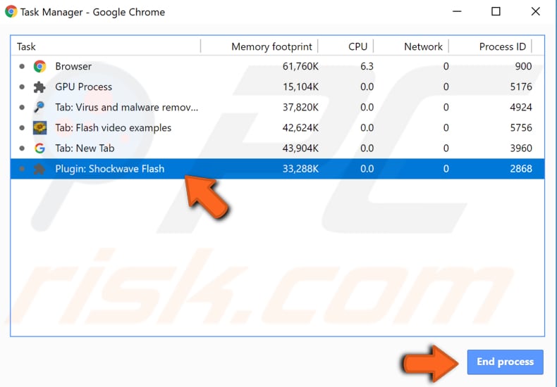 Detener Adobe Shockwave Flash paso 2