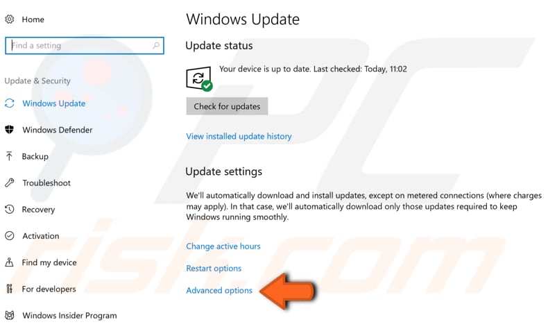 Deshabilitar la función de igual a igual de Windows Update - paso 2