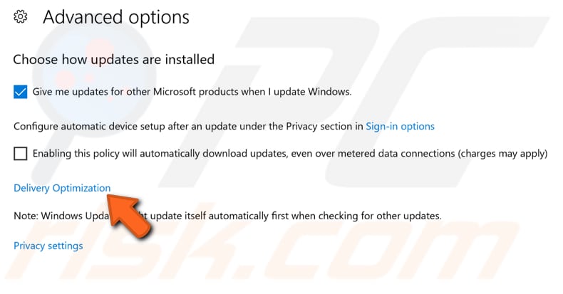 Deshabilitar la función de igual a igual de Windows Update - paso 3