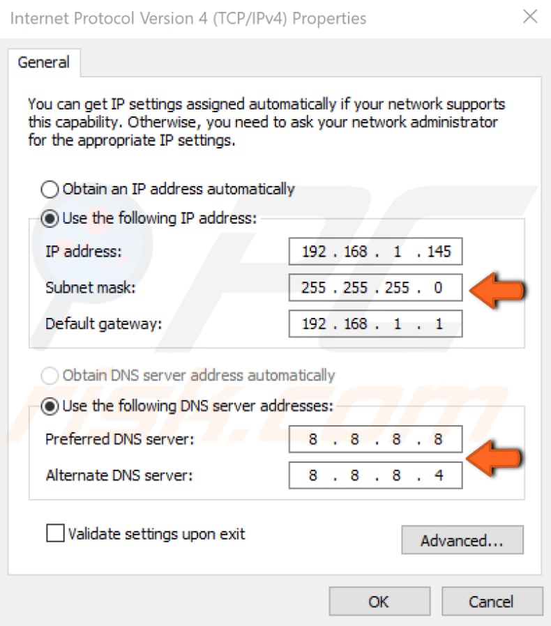 Configure su dirección IP manualmente paso 5