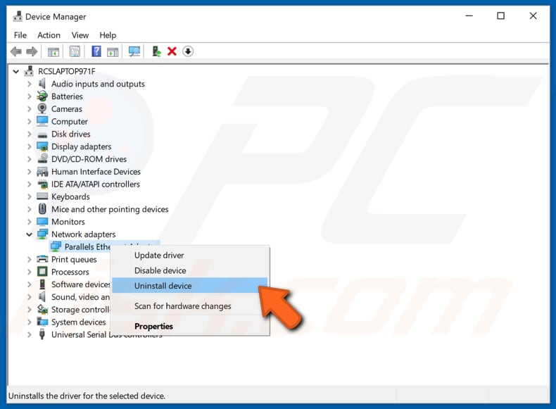 Desinstalar el controlador del adaptador inalámbrico paso 2