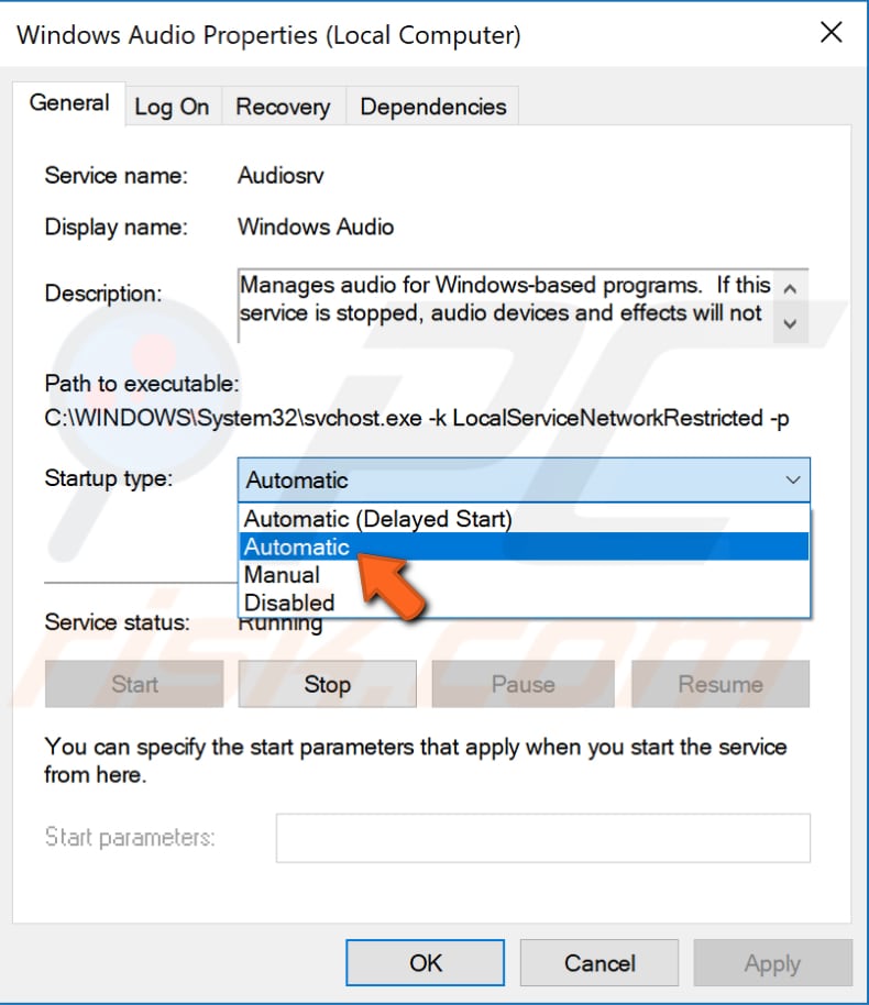 Reinicie el servicio de audio de Windows paso 3