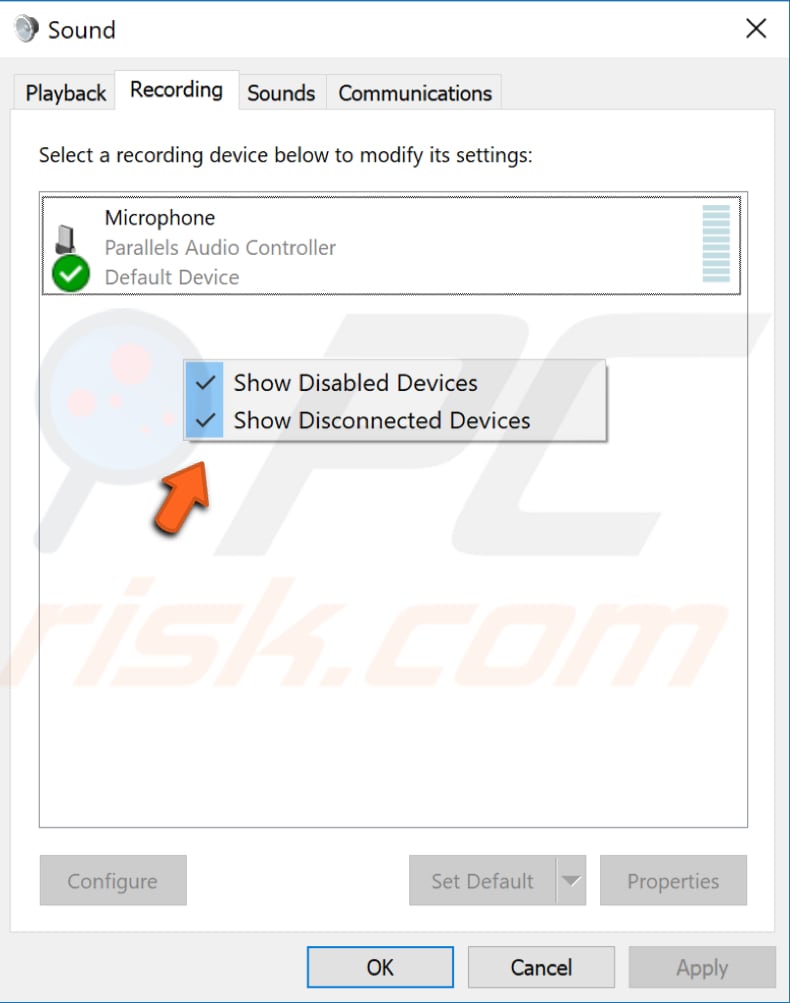 Configure su micrófono como dispositivo predeterminado paso 3