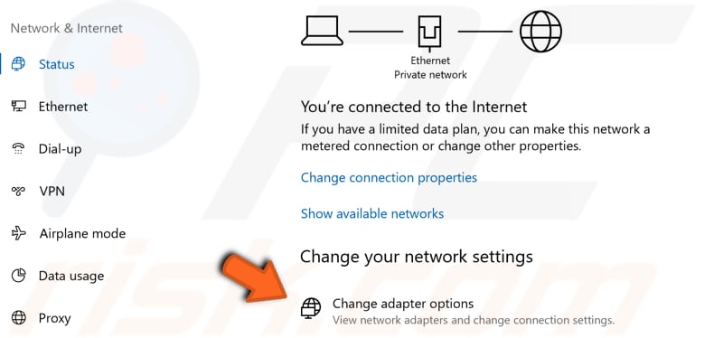 Verifique las opciones del adaptador paso 2