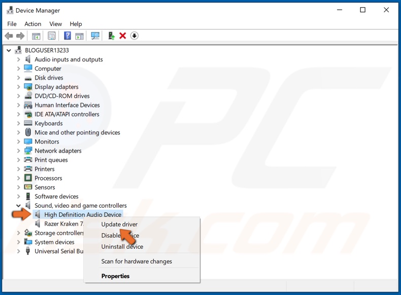 Expanda la lista de controladores de sonido, video y juegos