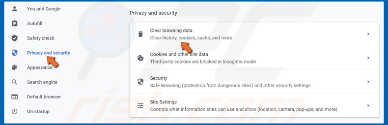 Seleccione Borrar datos de navegación